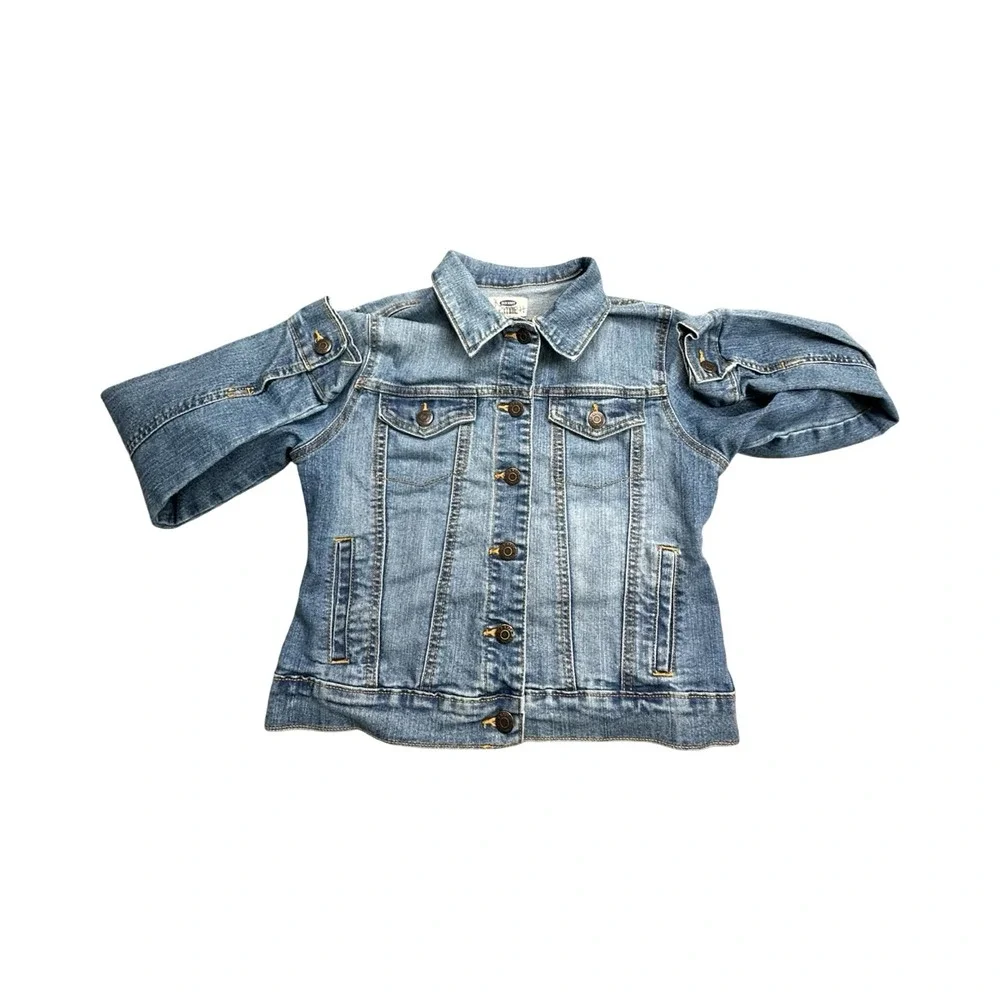 Old Navy Denim Jacket Girls XL 14 Blue Trucker Stretch Classic Button Front